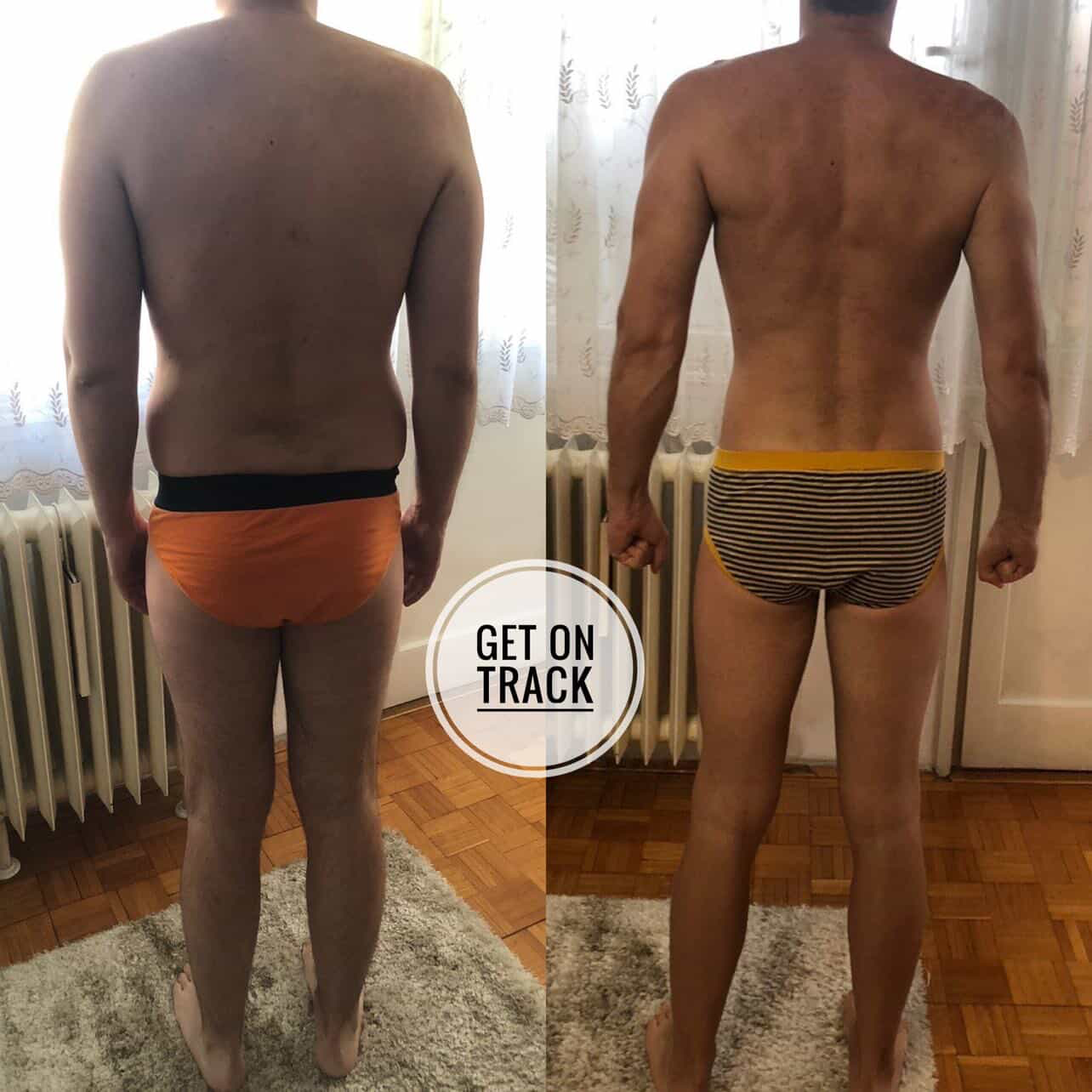 Male client body transformation — before and after