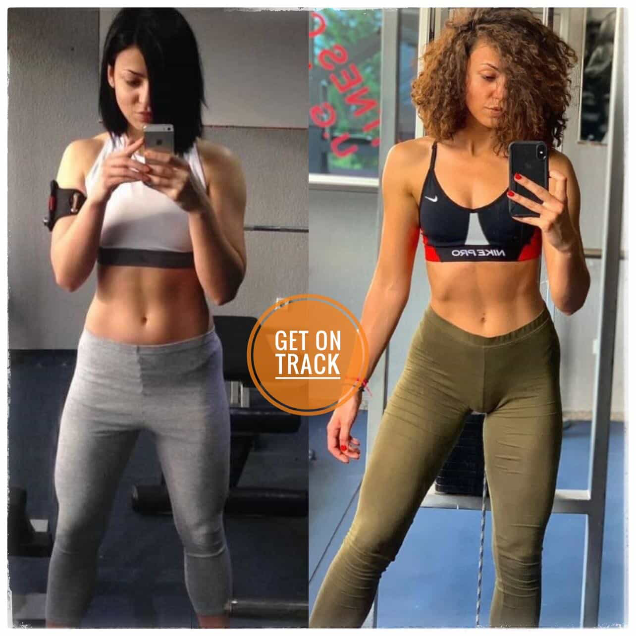 Female client body transformation — before and after