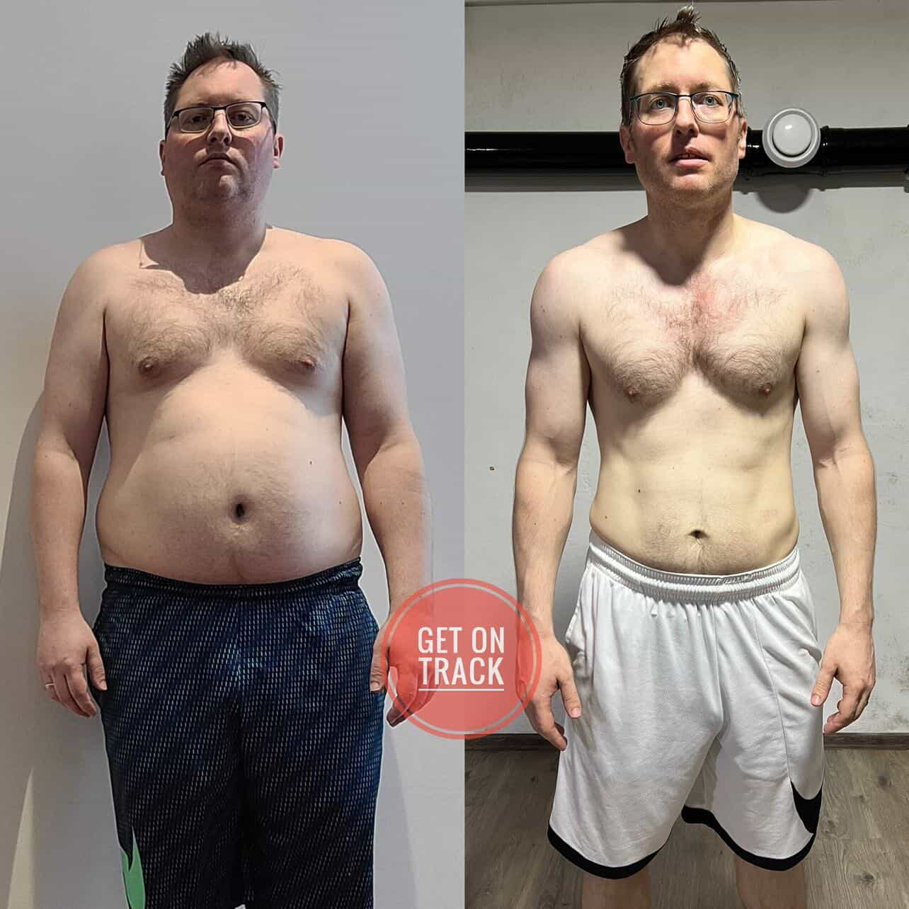 Male client body transformation — before and after
