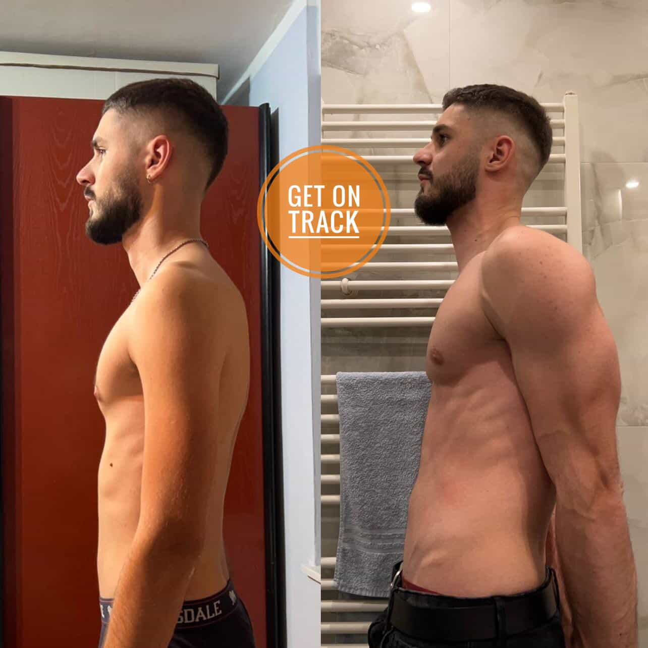 Male client body transformation — before and after